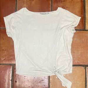 Rebecca Minkoff Cream Tie-Front Short Sleeve Top